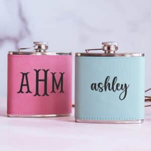 TIPSY CHICKS Personalized Leather Bridesmaid Flasks