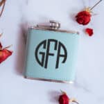 Teal bridesmaid flask with engraved monogram