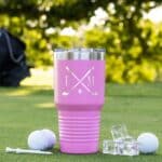 Pink personalized women's golf tumbler