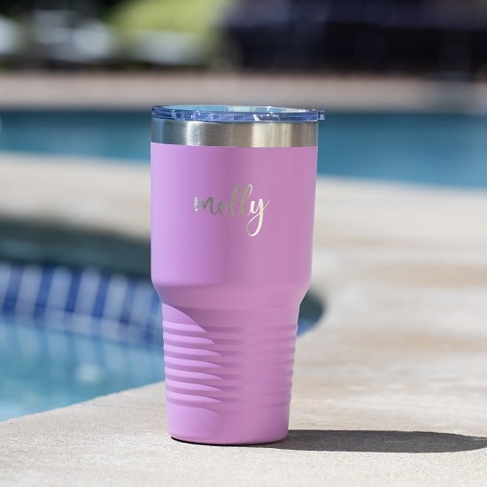 Light purple bridesmaid tumbler with personalized name