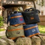 Football coolers in green, black and blue colors