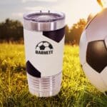This custom soccer ball tumbler is a great gift for soccer coaches and end of year team gifts.