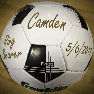 Custom Engraved Soccer Ball for Wedding Groomsmen and Ring Bearers