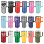 Color options for handled travel tumbler