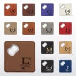 Choose from one of our custom monogram designs to personalized the bottle opener coaster