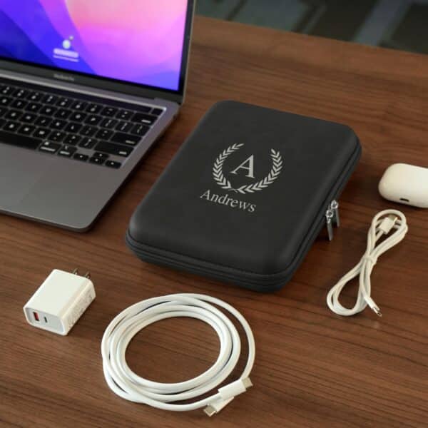 Personalized Men's Travel Cord Case in Black