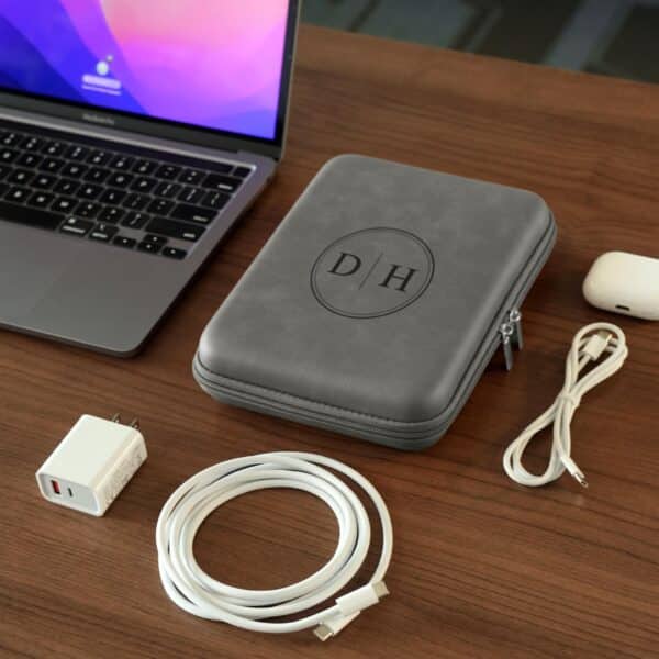 Personalized Men's Travel Cord Case in Grey