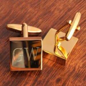 Engraved Gold Square Cufflinks - Gift Boxed