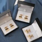 Matching square gold cufflinks for the wedding party