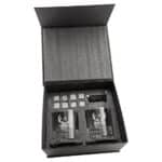 Each piece in the Whiskey Business gift set fits neatly in the foam-cut black gift box