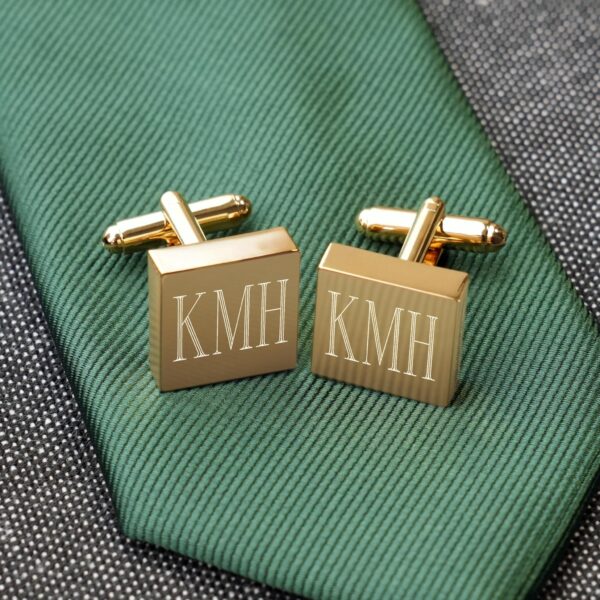 Personalized Gold Square Cufflinks (Gift Boxed)