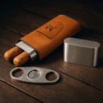 Personalized Leather Cigar Case with Cutter