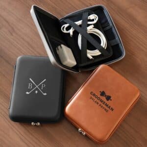 Personalized Leather Cord & Tech Travel Case