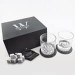 WHISKEY BUSINESS Personalized Groomsmen Gift Box Set (Glasses, Coasters & Whiskey Stones)