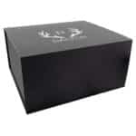 The sturdy black gift box can also be laser engraved with your personalization