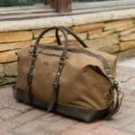 The brown version of our Langston duffle bag is our most popular selection for groomsmen gifts.