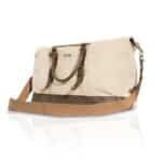 Men's Langston Canvas & Leather Duffle Bag in in Natural Color (Cream)
