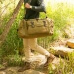 Using the green long weekend bag on a hiking trip