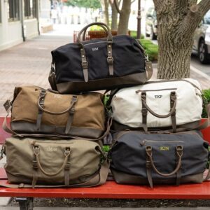 The Langston Personalized Premium Heavy Canvas & Genuine Leather Duffle Bag