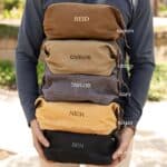 The Alderman Personalized Men's Grooming Bag is available in green, khaki, brown, black and charcoal grey