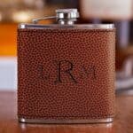 Personalized Football Material Pocket Passer Flask with Traditional Monogram