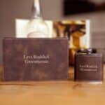Personalized Brown Leather Flask Set with 2 Lines of Custom Text
