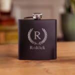 Matte Black Flask - LAUREL WREATH_