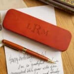 Personalized Rosewood Pen and Case - Traditional Monogram