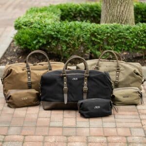 The Langston Set Personalized Men’s Canvas & Leather Travel Bag Set (Duffle & Toiletry Kit)