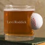 Embedded Golf Ball Lowball Glass with 1 Line of Personalized Custom Text