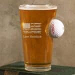 Embedded Golf Ball Pint Glass with Personalized American Flag Design
