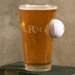Embedded Golf Ball Pint Glass with Traditional Monogram