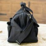 Side-view of the black custom tool bag