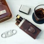 Personalized cigar travel case with brown leatherette finish