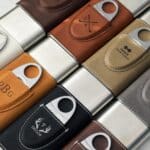 Leather cigar cases with a cutter pocket