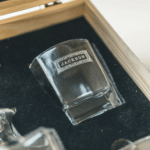 Close-up of the rocks glass that comes in the decanter set