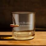 Bullet whiskey glass with 2 lines of custom text