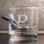 Embedded knife rocks glass with 1 split monogram
