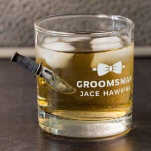 Embedded Rocks Glass - Knife - Bow Tie