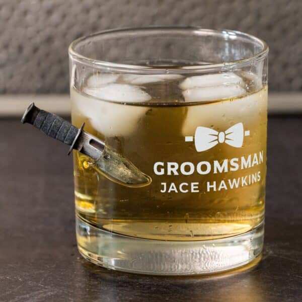 Embedded Rocks Glass - Knife - Bow Tie