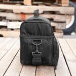 Side-view of the personalized black lunch cooler