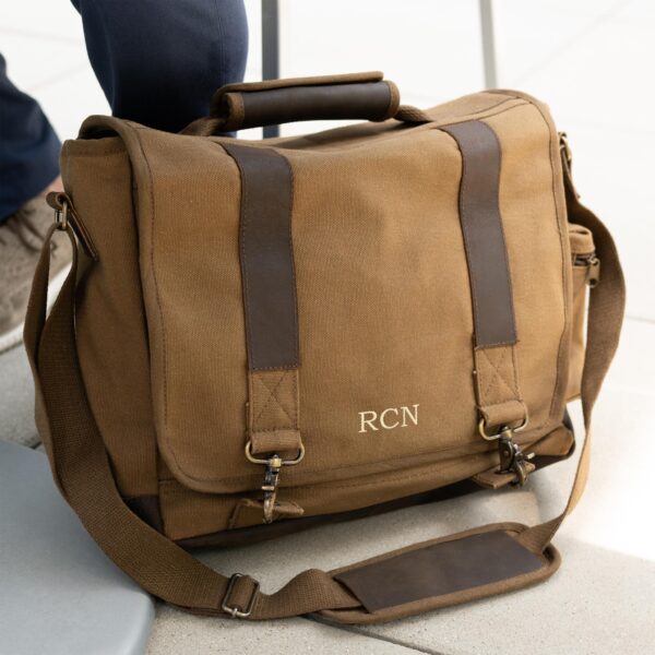 Laptop bag shown in our classic work brown color