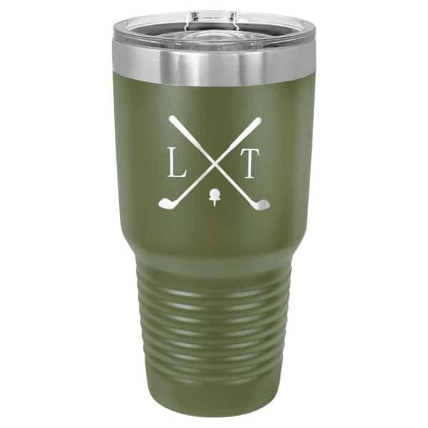 Olive green golf drink tumbler