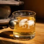 Personalized 11oz. Benshot Rocks Glass with Embedded Baseball