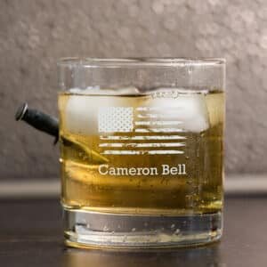 Personalized 11oz. Rocks Glass with Embedded Combat Knife