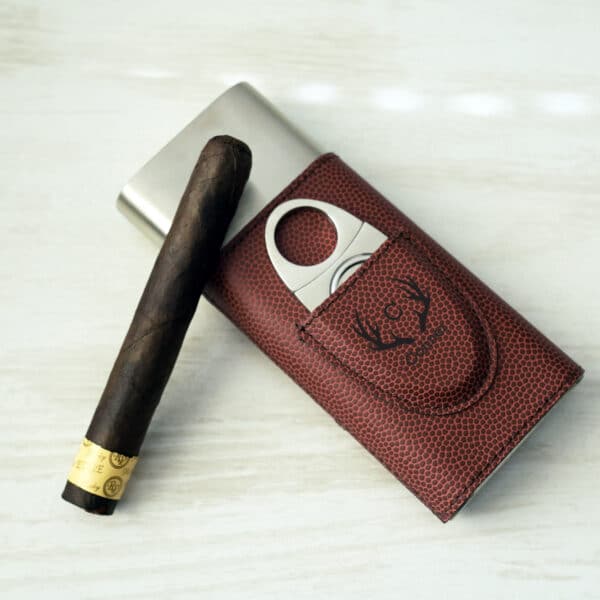 Personalized Football Cigar Case with Cutter