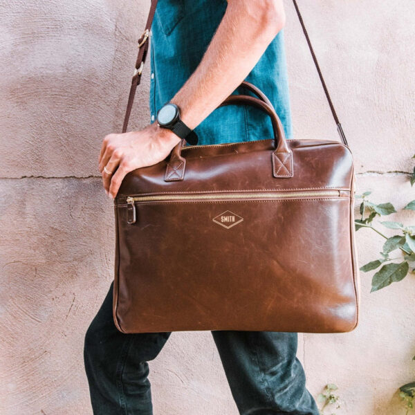 Personalized Vegan Leather Laptop Brief Bag