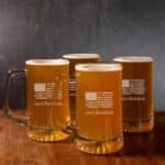 Groomsmen beer glasses with American Flag design
