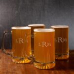 Groomsmen beer glasses with traditional monogram