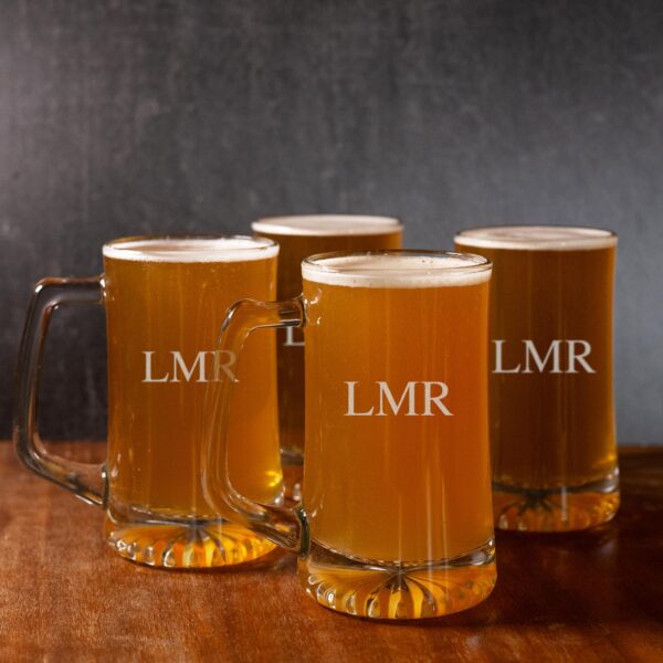 Groomsmen beer glasses with standard initials